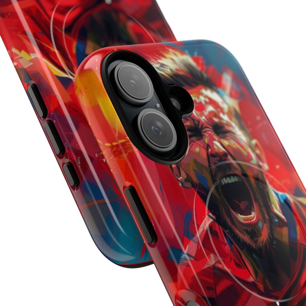 Colorful watercolor art phone case featuring soccer player Harry Kane - Detail