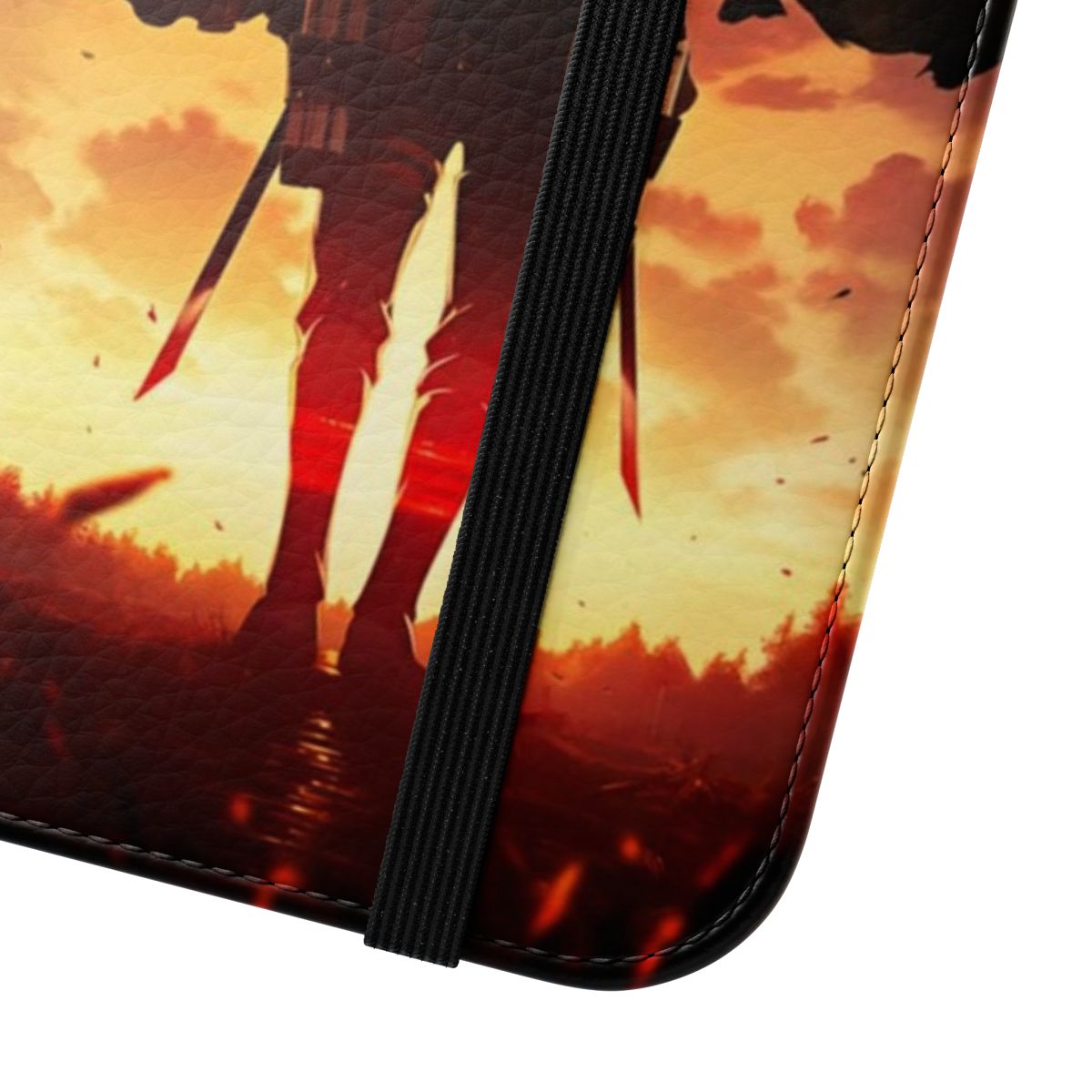 Anime-themed phone case featuring a design inspired by the popular series "Attack on Titan" and character Levi Ackerman. - Close Up