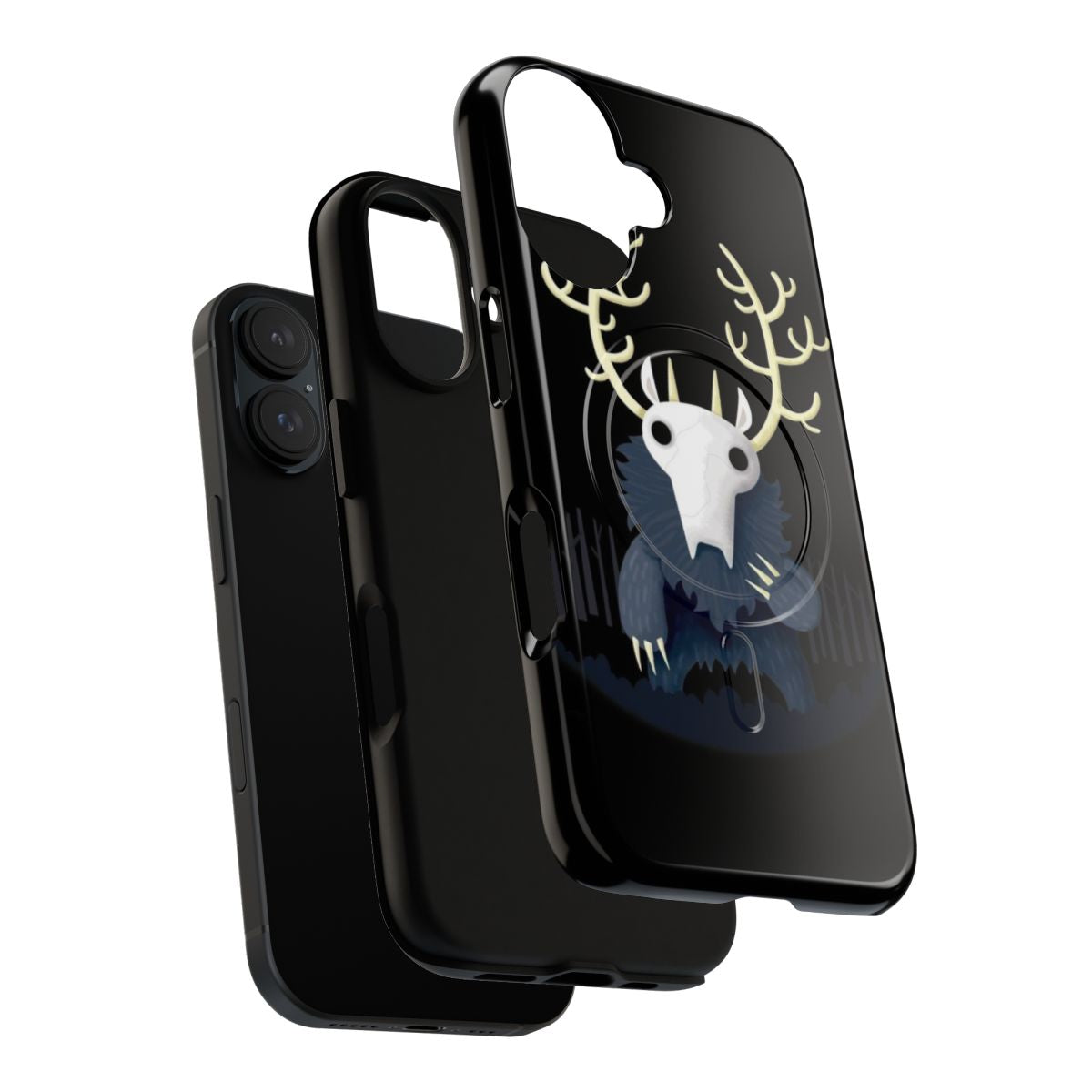 A phone case featuring a cute and spooky wendigo, a mythical creature from the woods. - Layers