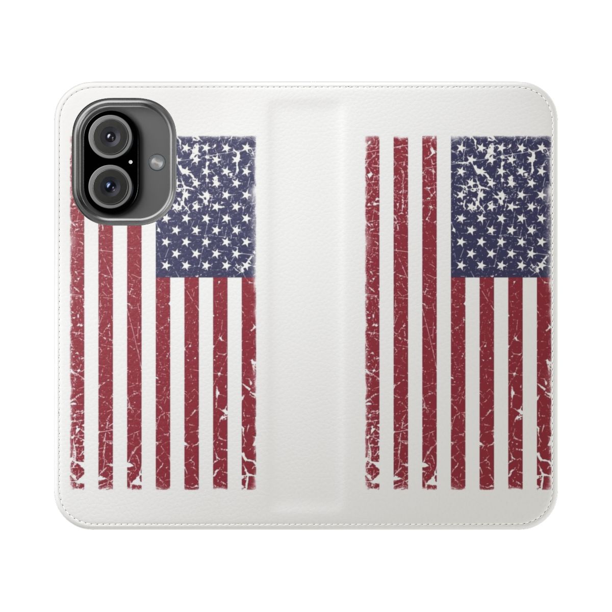 Vintage-look phone case with American flag design featuring stars and stripes