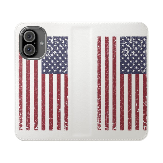 Vintage-look phone case with American flag design featuring stars and stripes