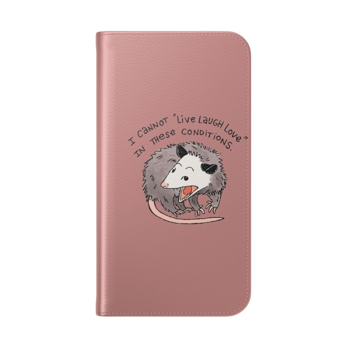 Playful opossum design on a flip phone case cover - Folded Back