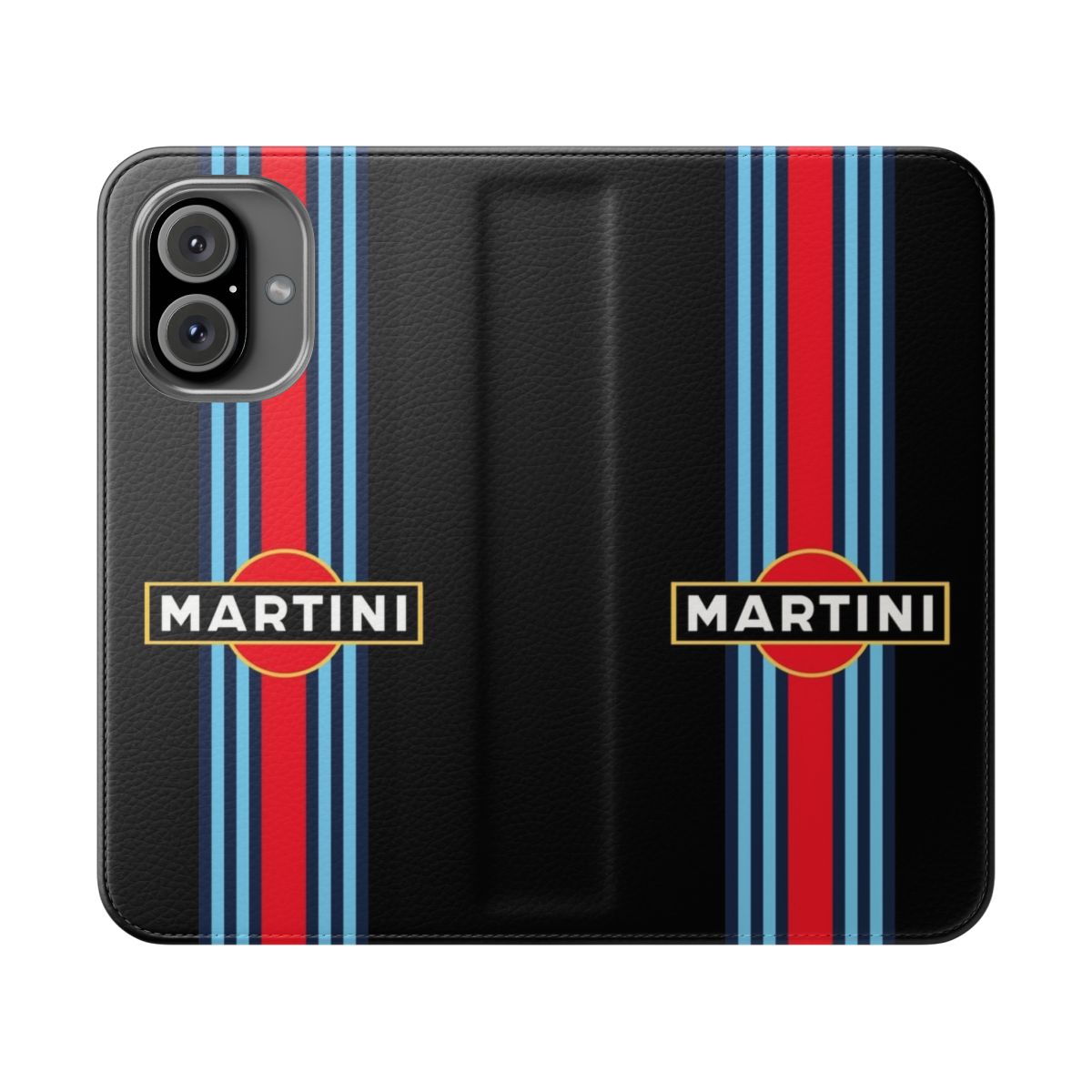 Vintage-inspired Martini racing stripe phone case with classic motorsport design