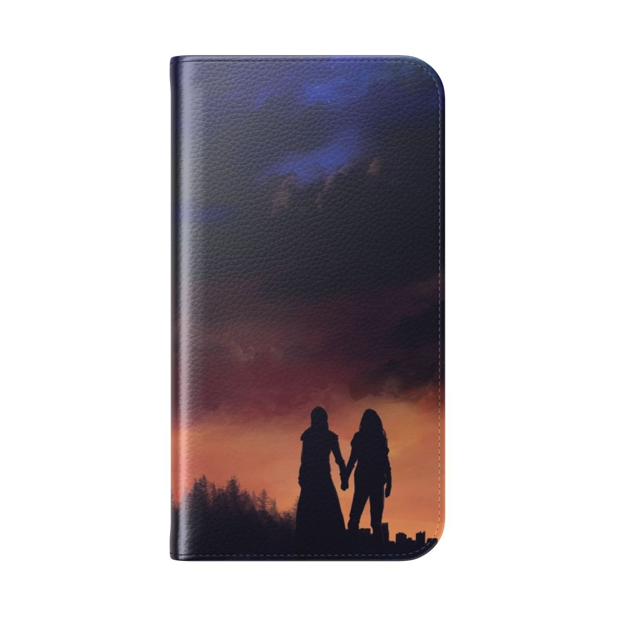 Sci-Fi Inspired Galaxy and Nature Flip Cover Phone Case - Folded Back