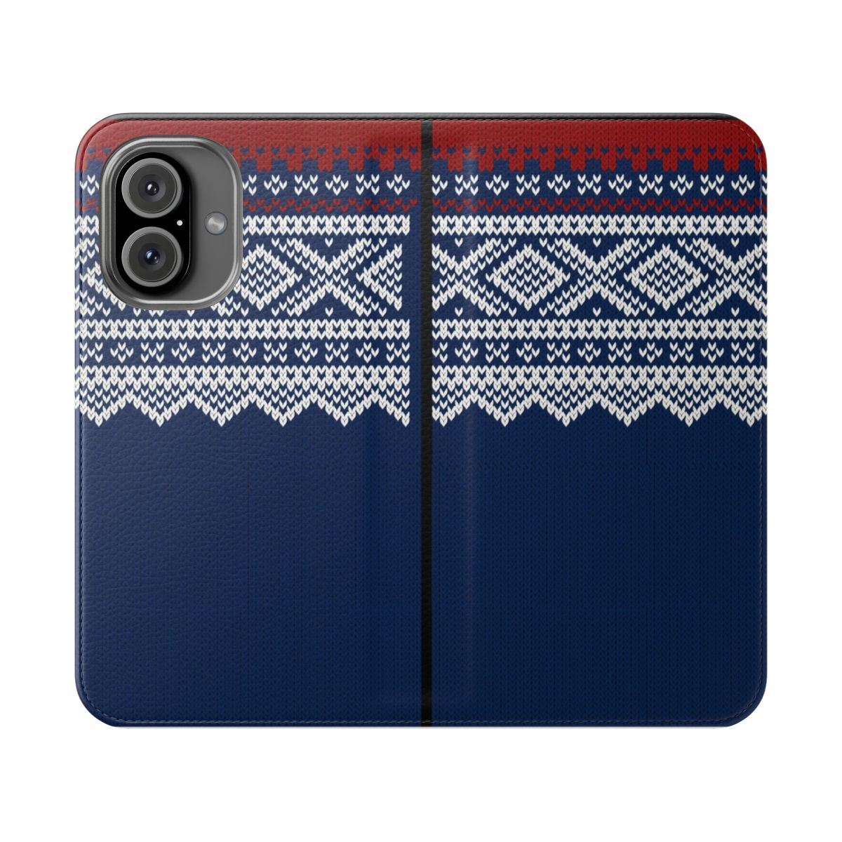 Stylish knit phone case with a cozy sweater pattern design