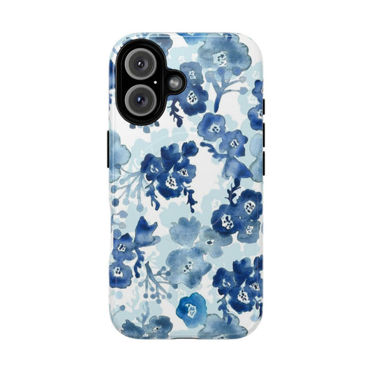 Colorful watercolor painted flowers and blooms on a phone case