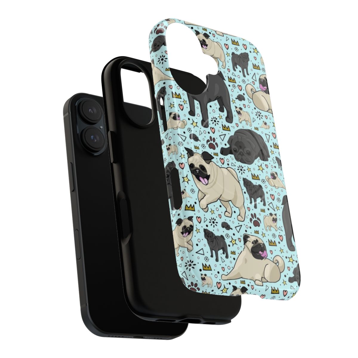 Pug-themed magnetic tough phone case with pug design - Layers