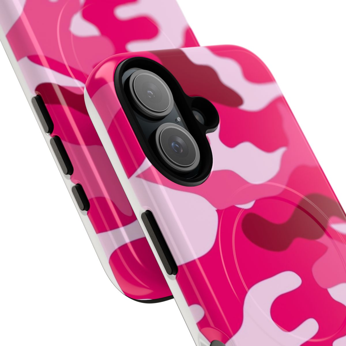 Pink camouflage phone case with a tough, durable design - Detail