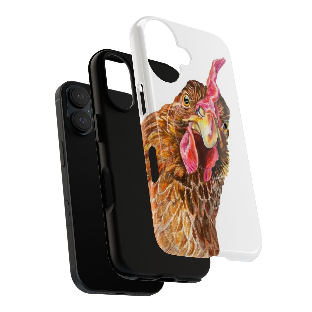 Golden sex link hen illustrated on a tough, magnetic phone case - Layers