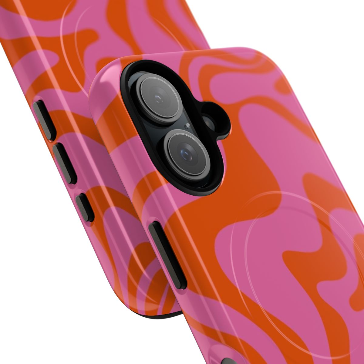 Retro abstract pattern phone case with pink and orange swirls - Detail