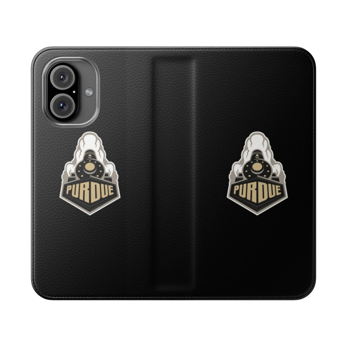 Purdue Boilermaker-inspired flip cover phone case featuring the university's logo and colors