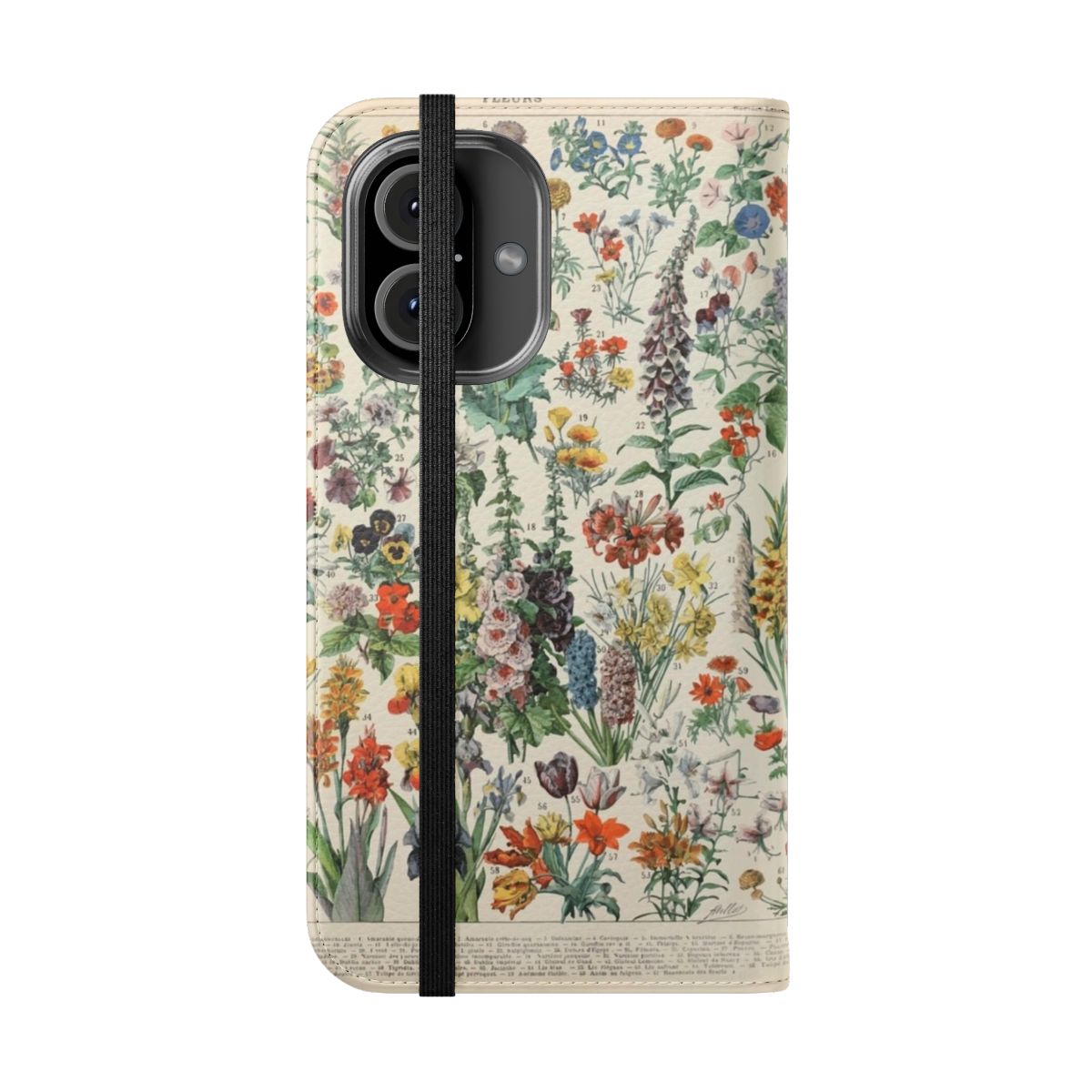 Vintage floral phone case with classic art illustration by Adolphe Millot - Folded Front