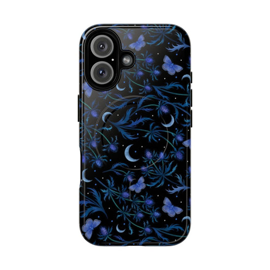 Blue Thistle Floral Pattern Magnetic Tough Phone Case