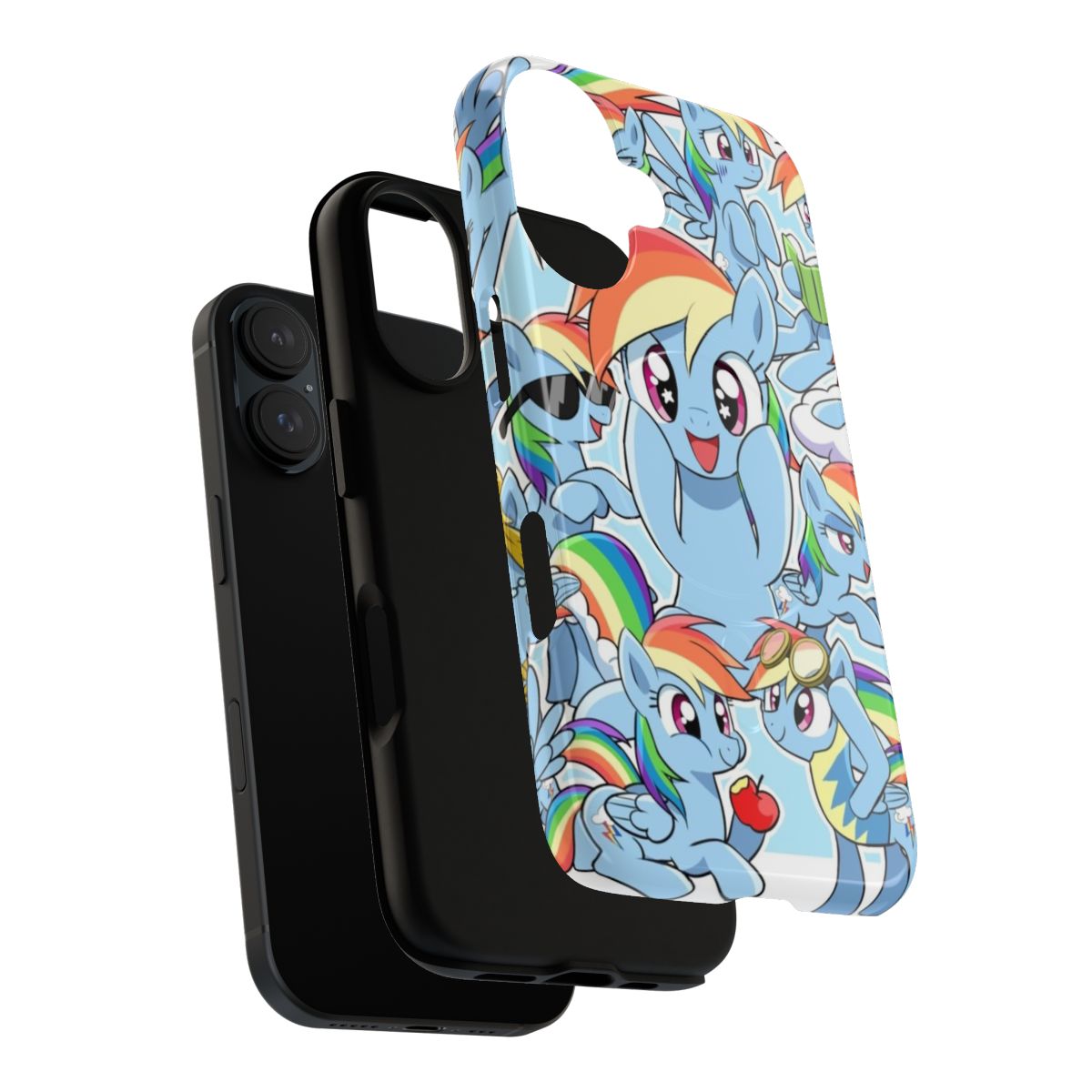 A collection of magnetic tough phone cases featuring the character Rainbow Dash from the TV series My Little Pony: Friendship is Magic. - Layers