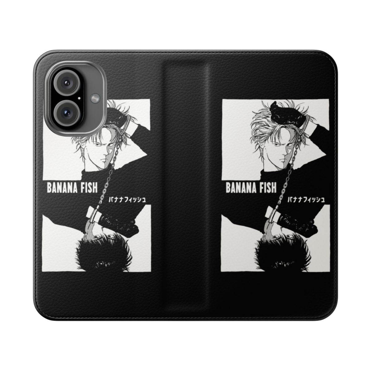 Banana Fish-themed flip cover phone case featuring the iconic chains design