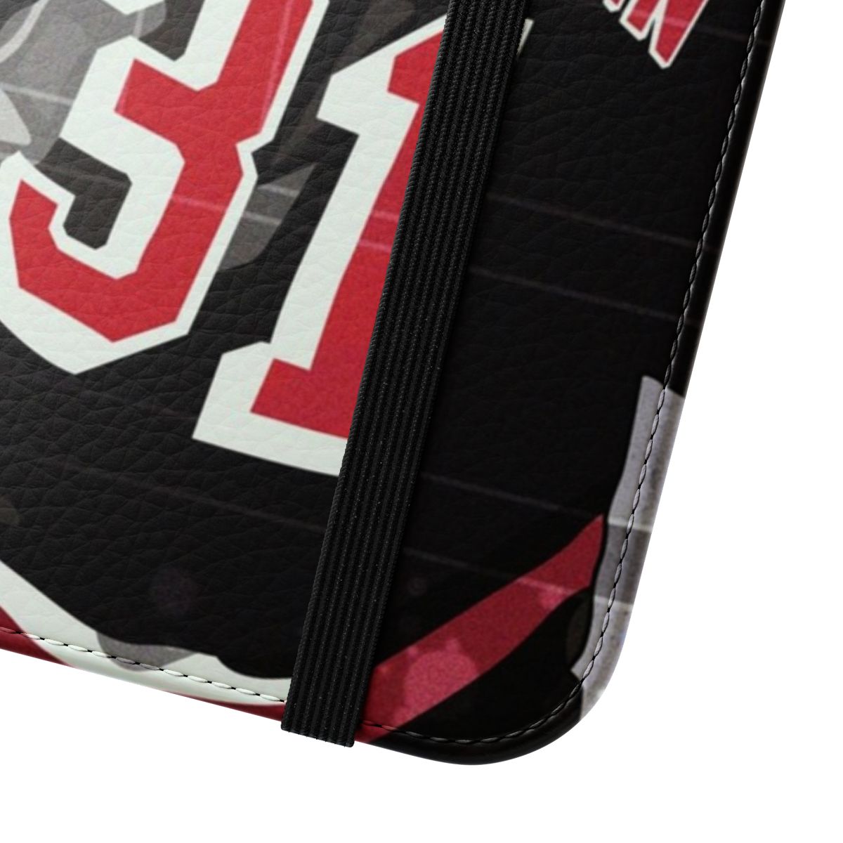 Flip cover phone case featuring artwork of New York hockey goalie Igor Shesterkin - Close Up