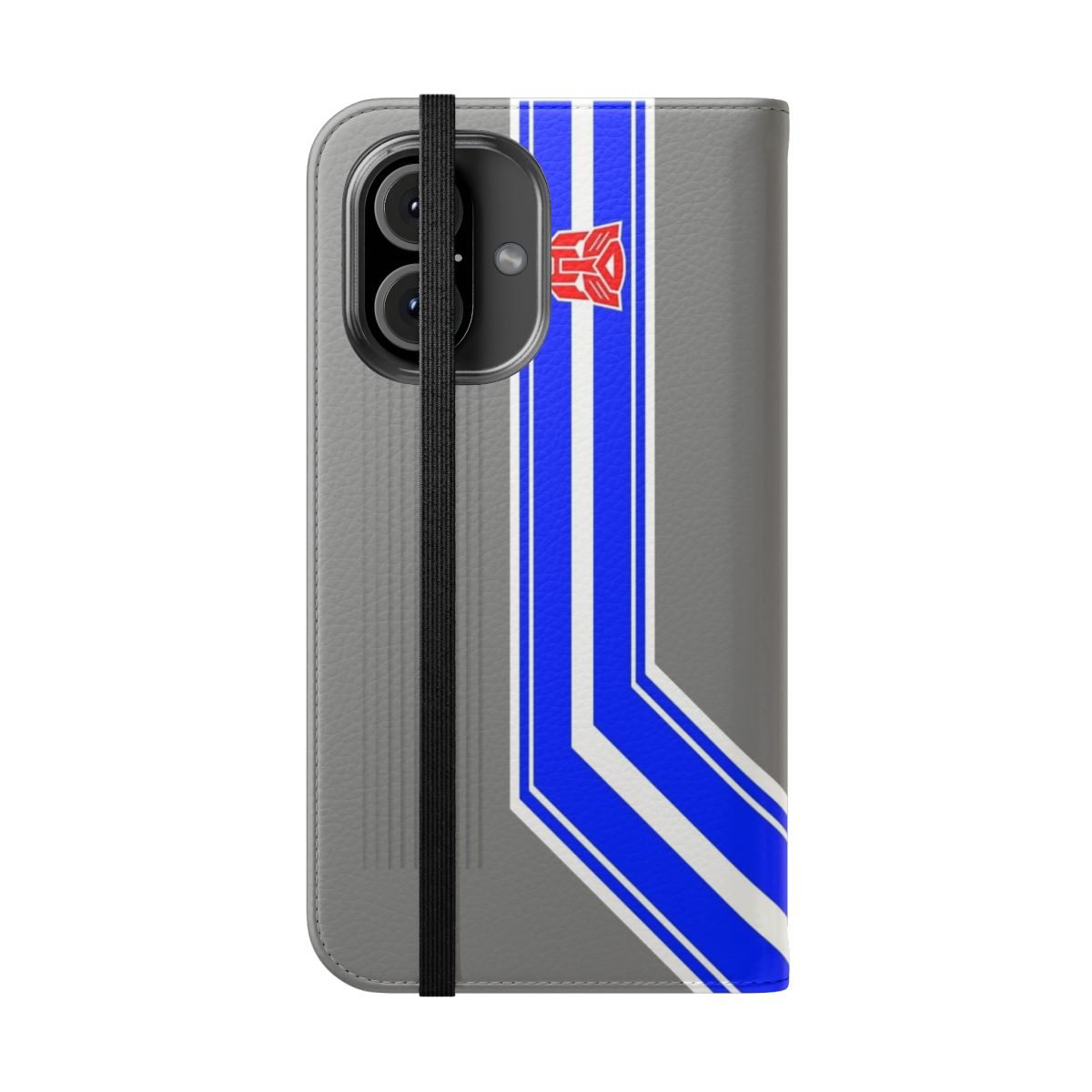 Transformers-inspired flip phone case with autobot and robot design - Folded Front