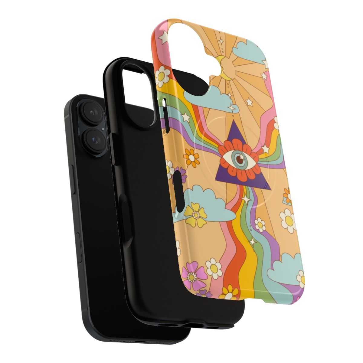 Retro boho rainbow print magnetic tough phone cases - Layers