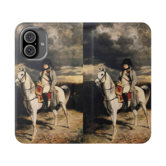 Flip cover phone case featuring a portrait of Napoleon Bonaparte on horseback