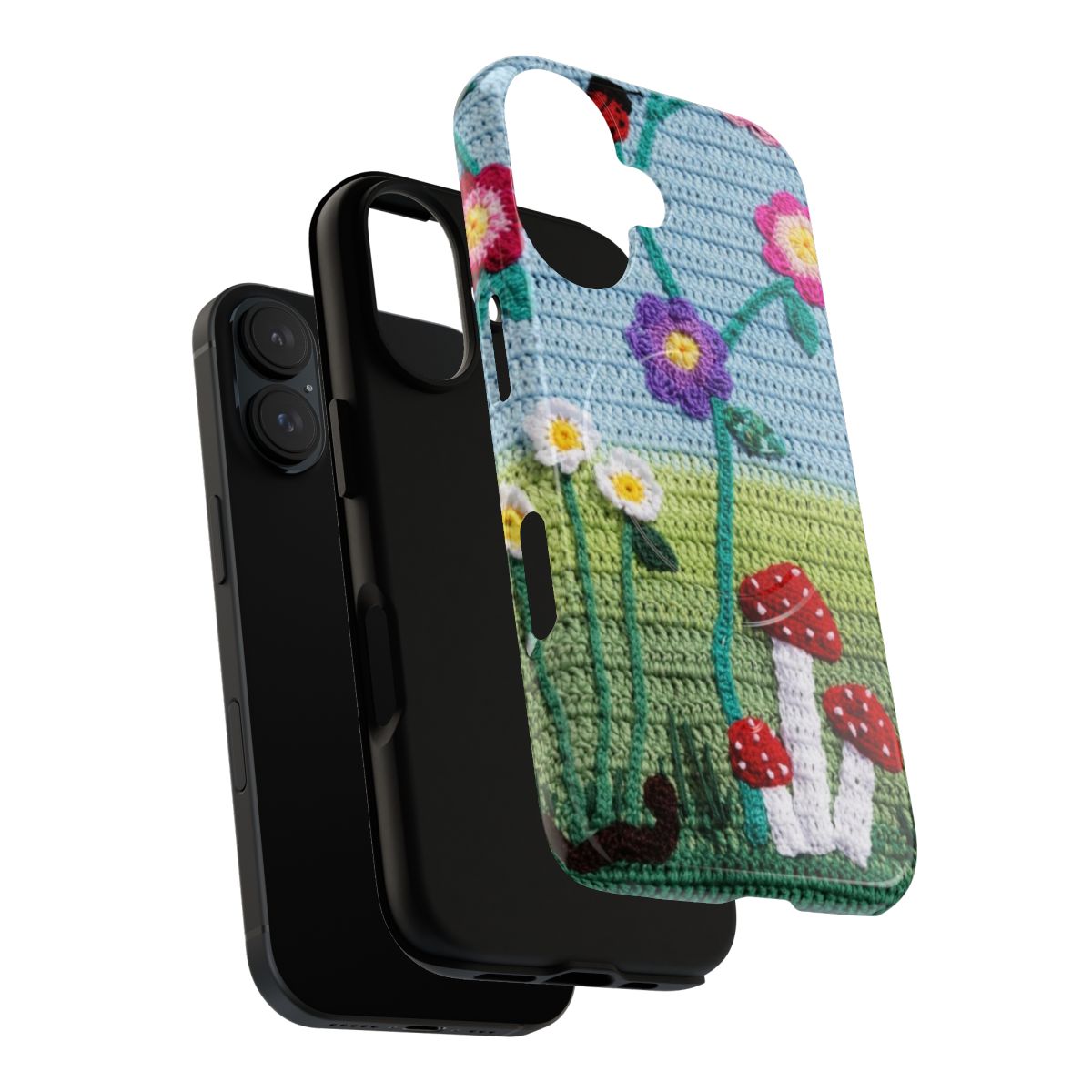 Colorful magnetic phone case with toadstool and mushroom design - Layers