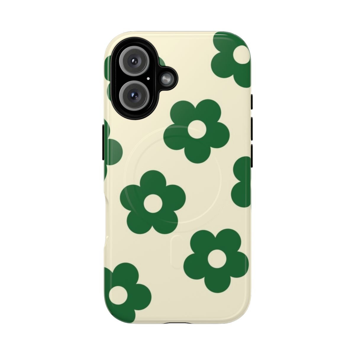 Minimalist design green phone case with floral nature print