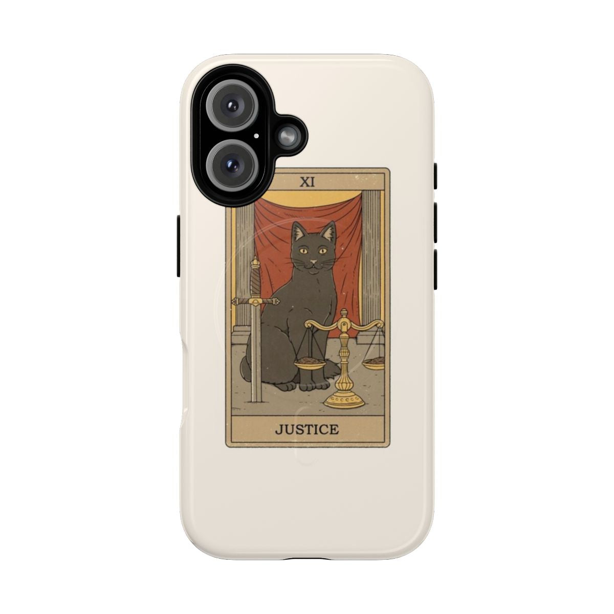 Magnetic tough phone case with cat and witchcraft design