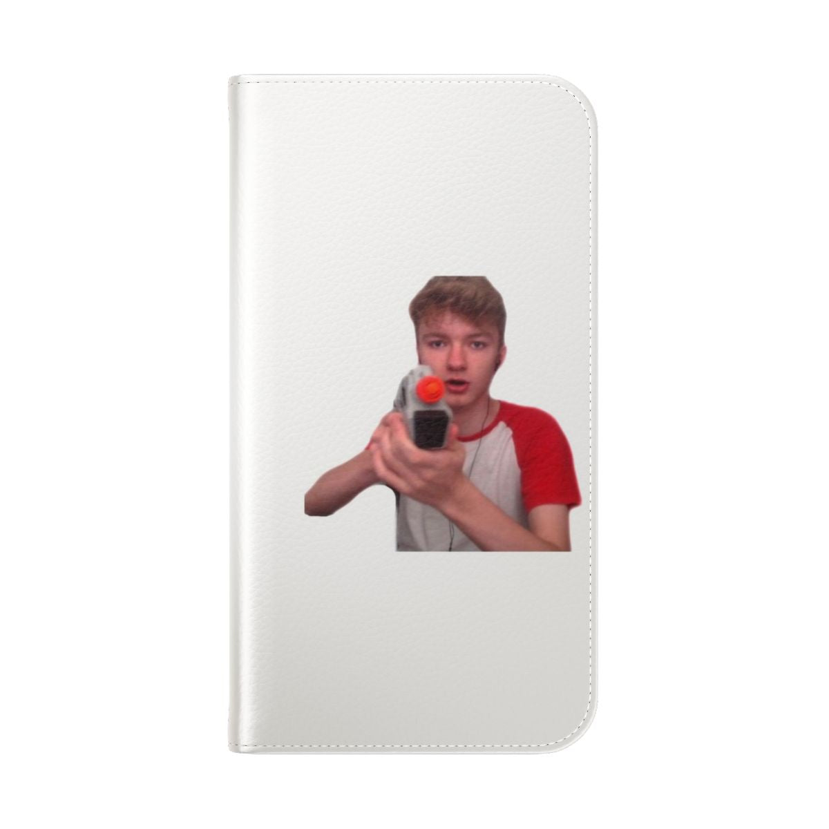 Flip cover phone case with Minecraft YouTuber-inspired design - Folded Back