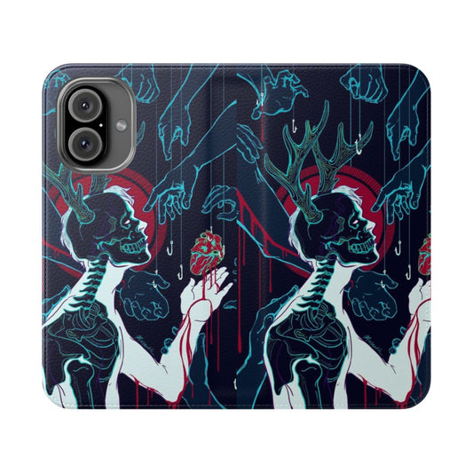 Spooky skeleton horror phone case with digital fan art design