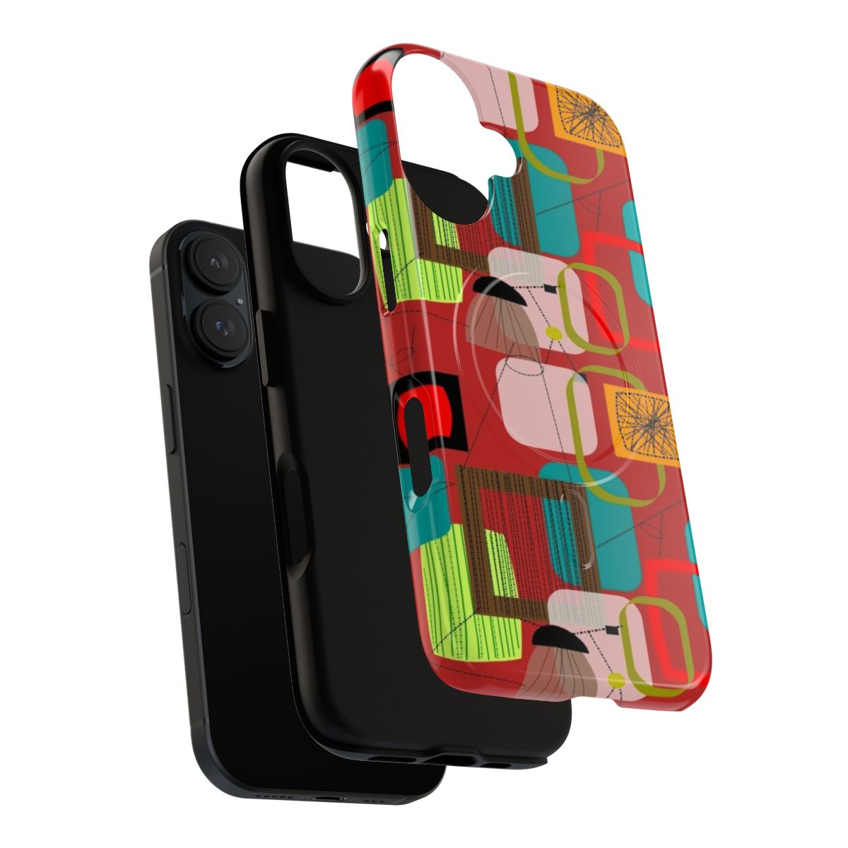 Mid-century modern abstract art pattern on a durable magnetic phone case - Layers