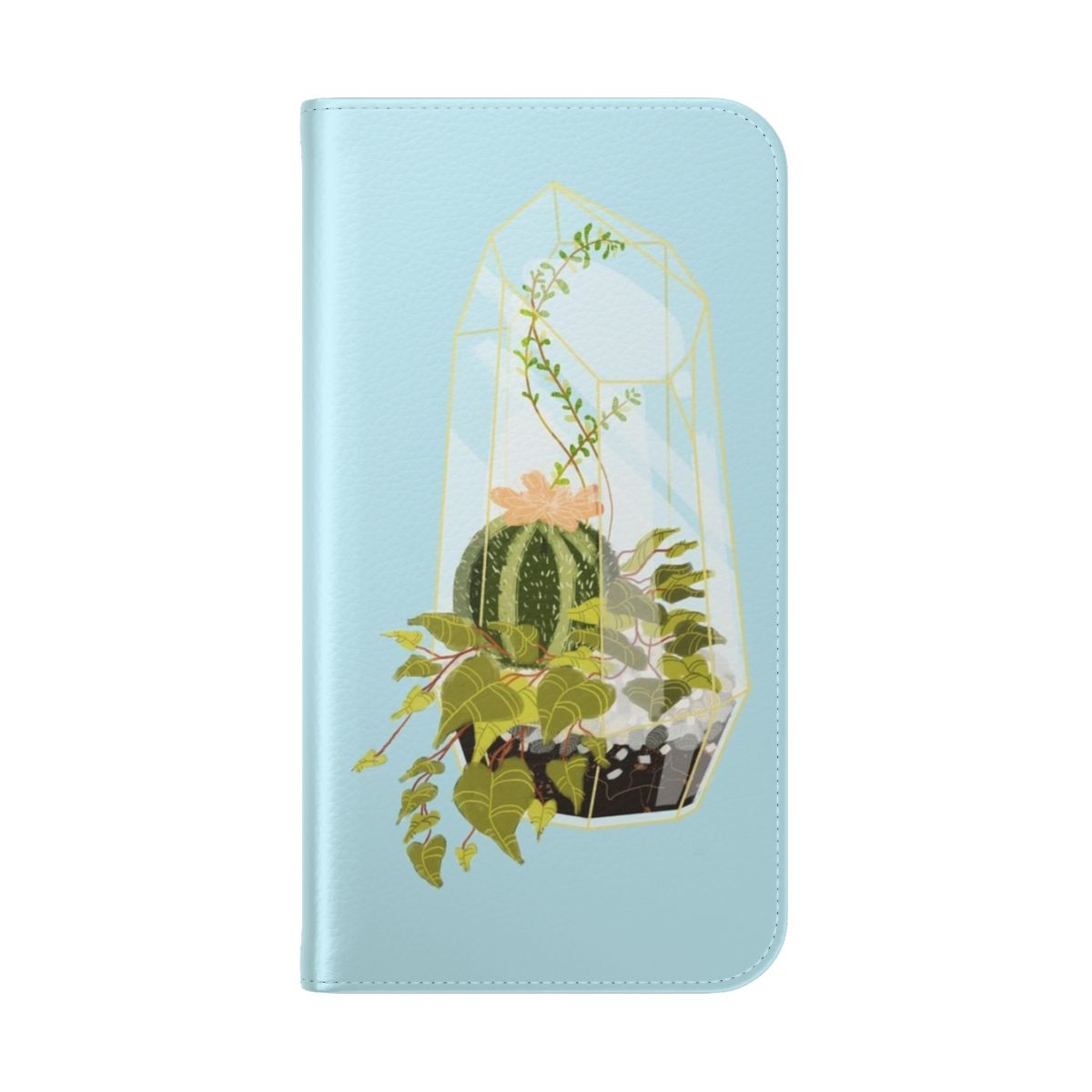 Stylish terrarium-inspired blue flip phone case - Folded Back