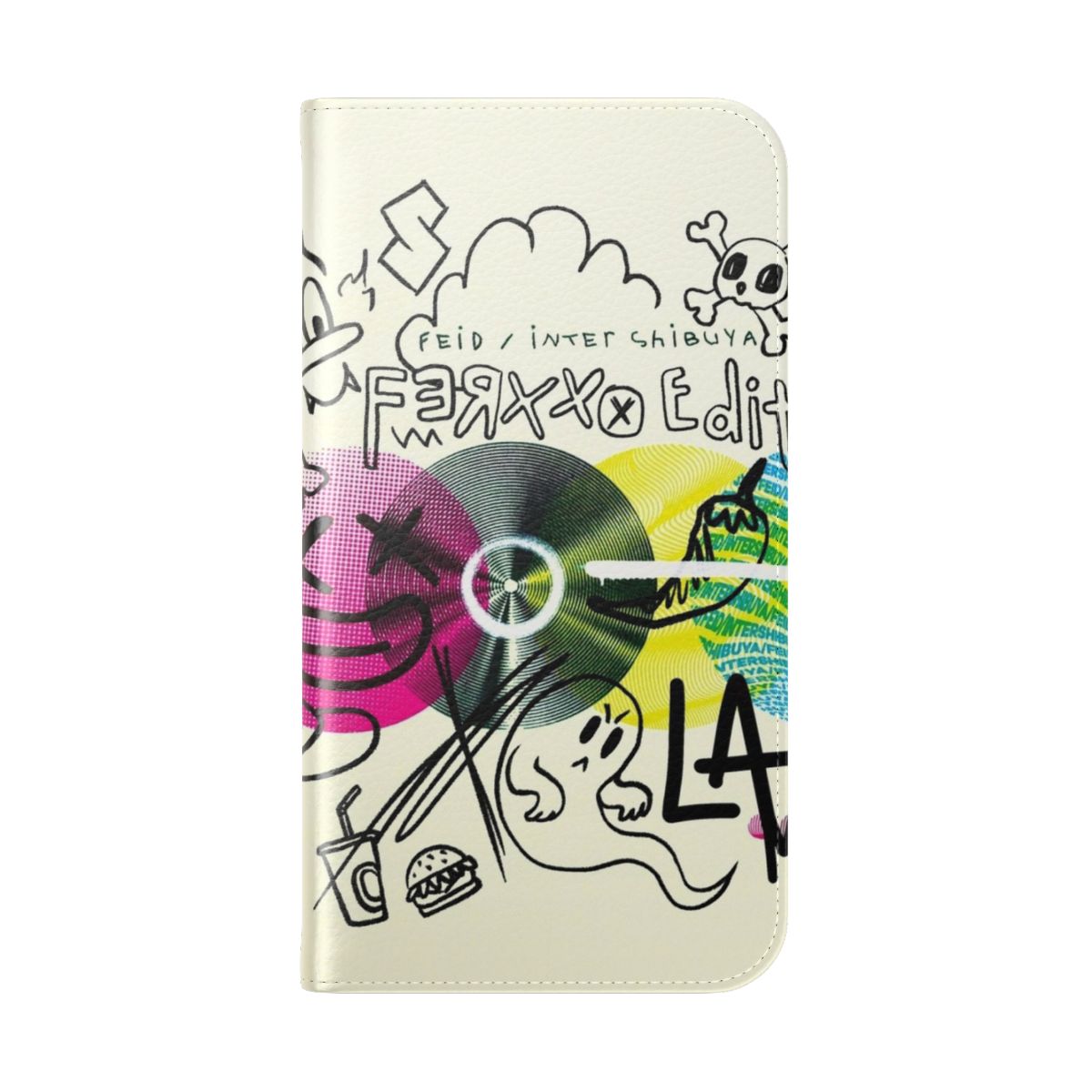 Stylish retro phone case with vintage and aesthetic design, featuring a music theme - Folded Back