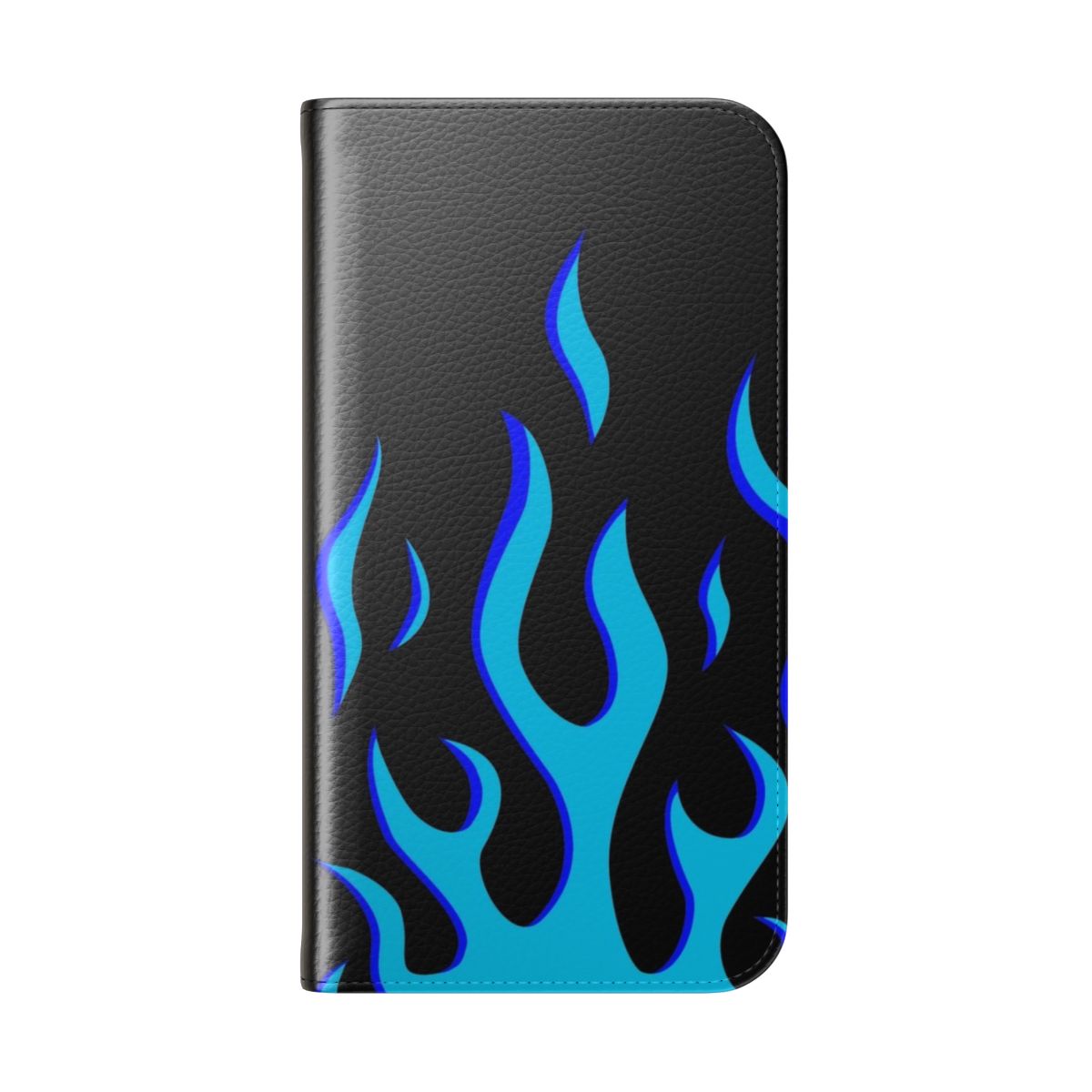 Blue flame design phone case with a sleek and trendy aesthetic - Folded Back