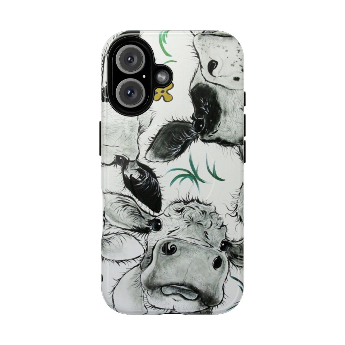 Moo-velous black and white cow print magnetic phone case