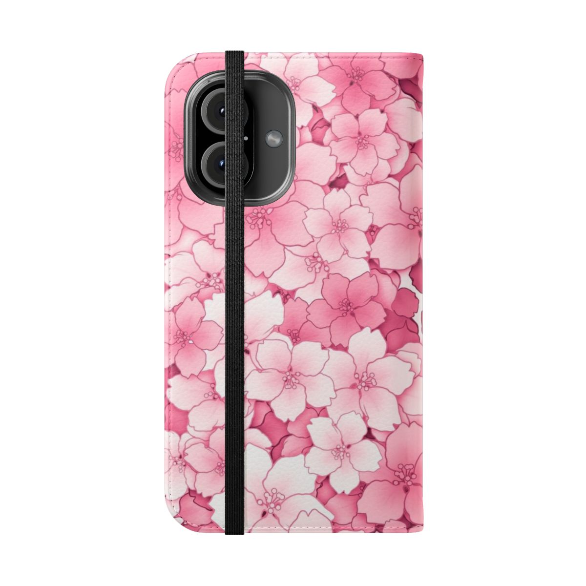 Pink and pale pastel sakura cherry blossom floral phone case cover - Folded Front