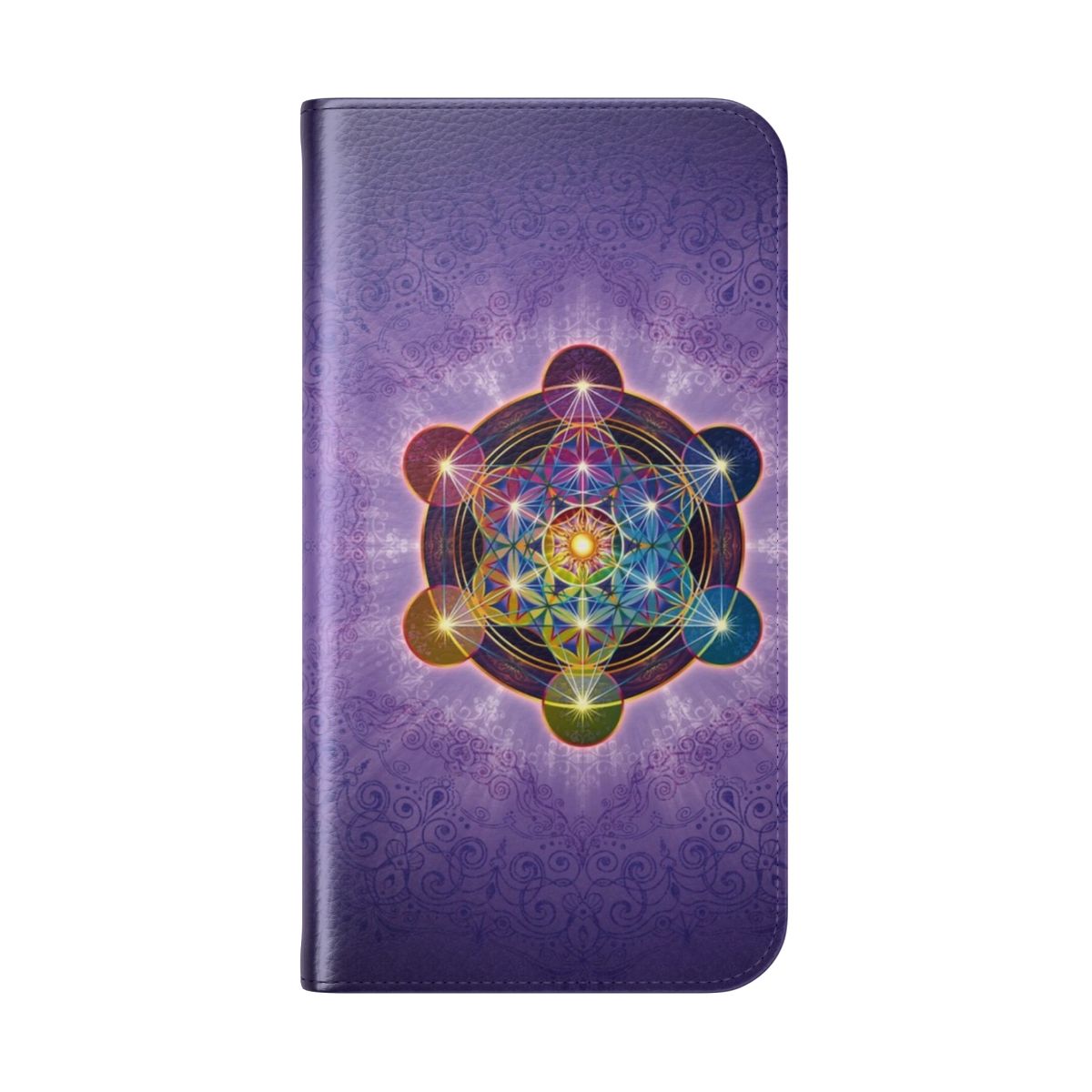 Metatron's Cube Merkabah sacred geometry inspired flip phone case - Folded Back