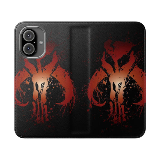 Mandalorian-inspired mythosaur skull flip phone case cover