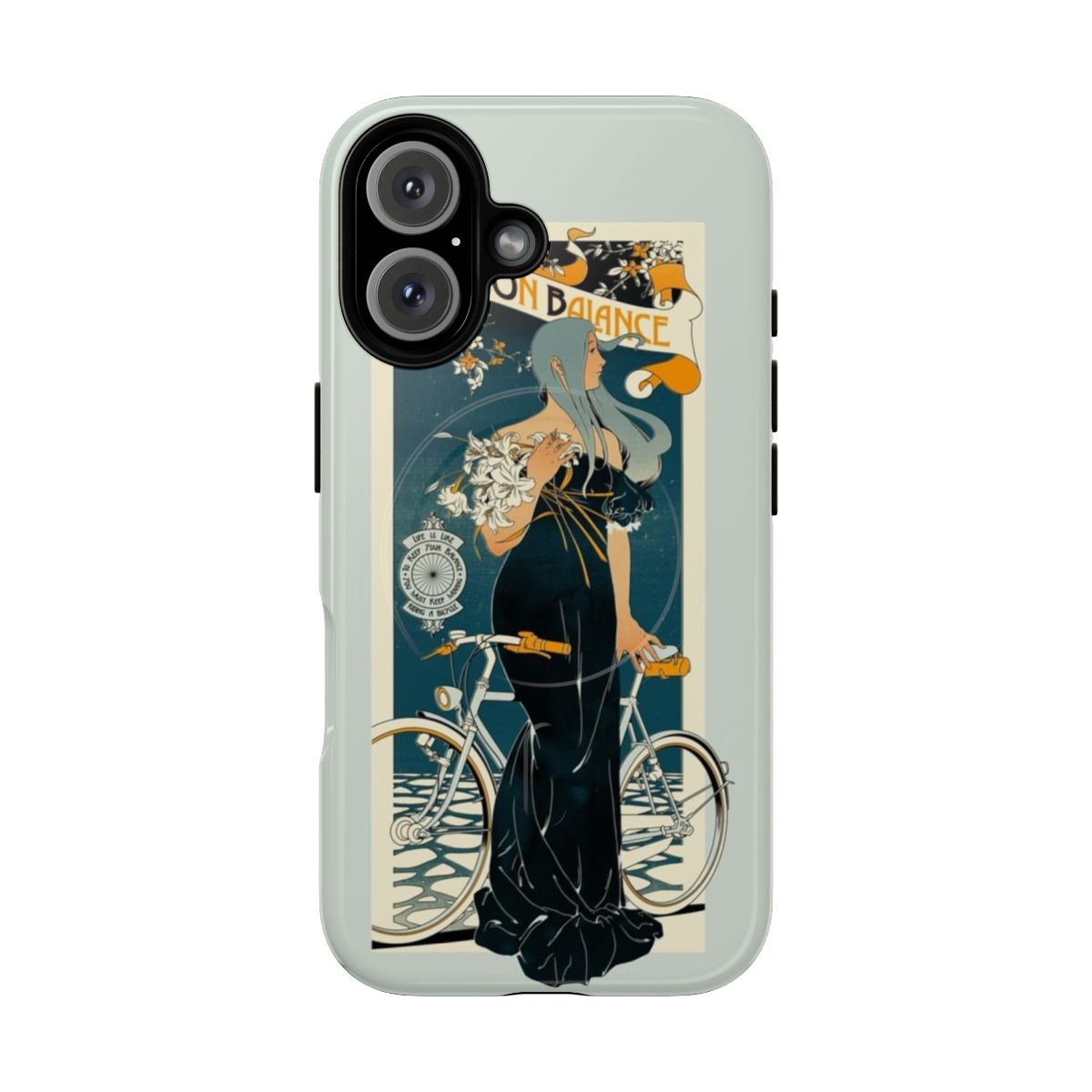 Colorful art nouveau-inspired magnetic phone case with floral, celestial, and Halloween designs.