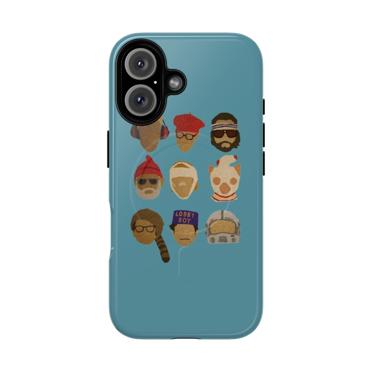 Wes Anderson-inspired magnetic phone case with hats design