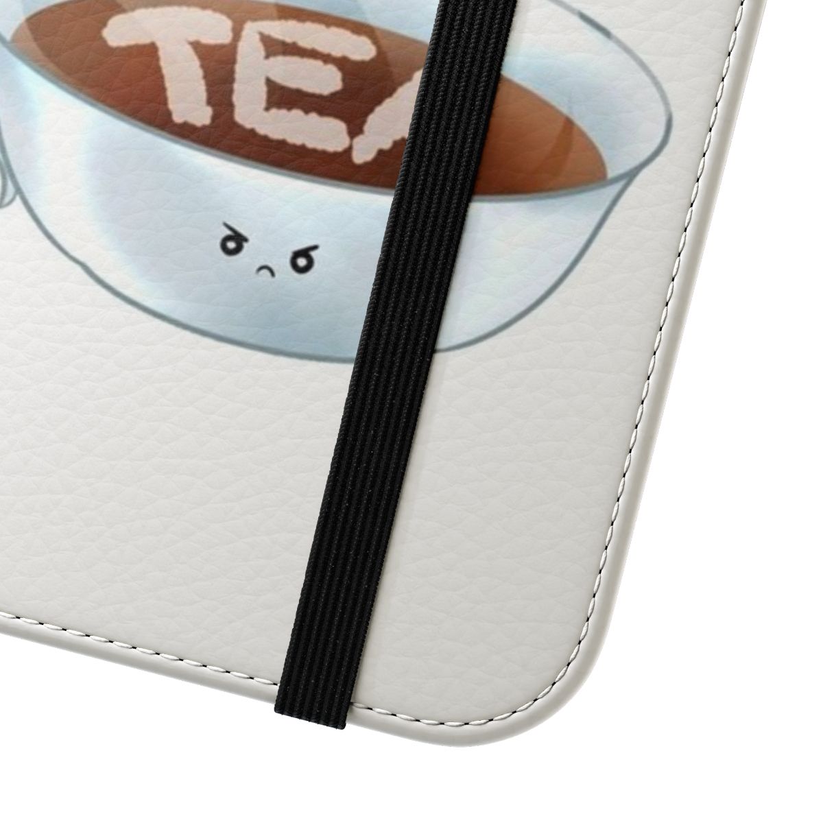 Flip cover phone case with a "Rage Quit Tea Break" design for gamers - Close Up