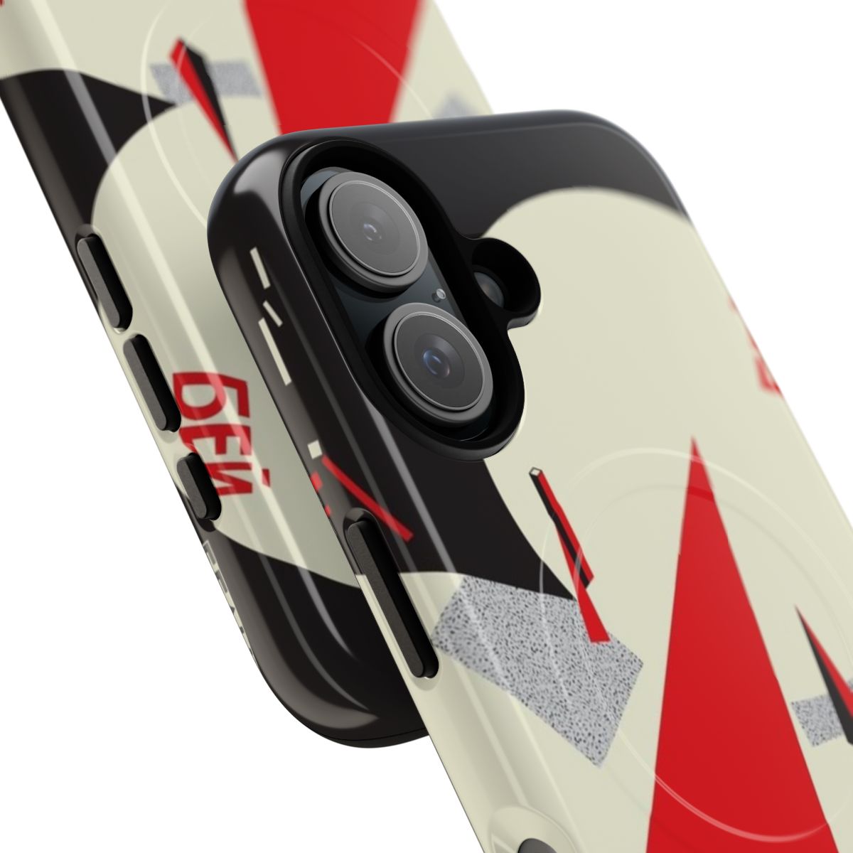 Artistic phone case featuring elements of Russian Constructivism design - Detail