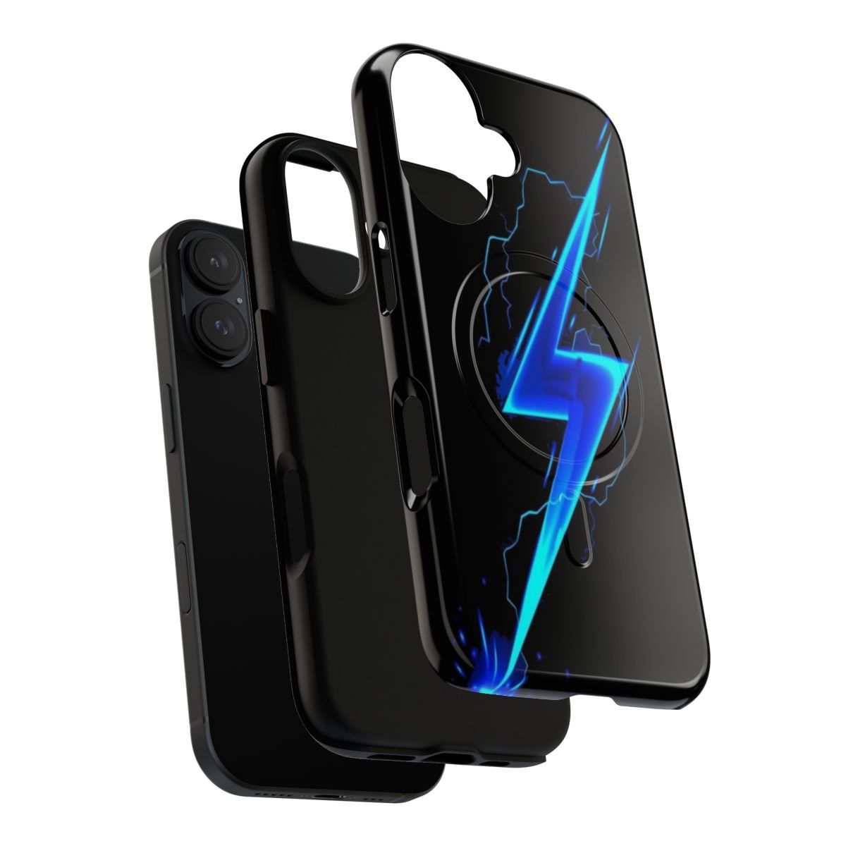 Blue lightning bolt design on a durable and protective phone case - Layers