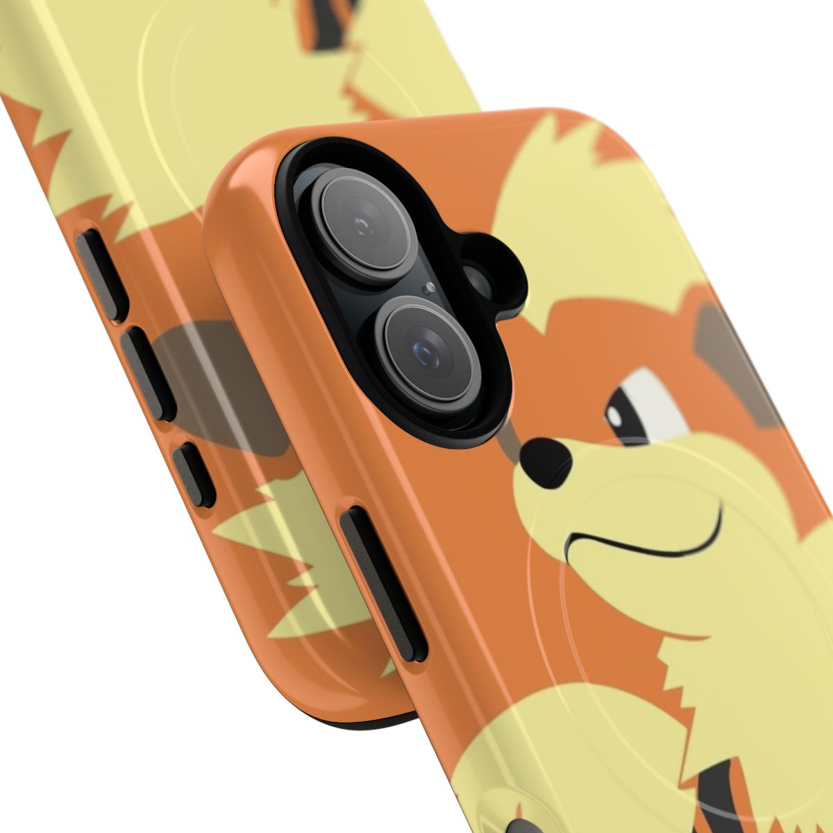 A phone case featuring the Pokemon character Growlithe in a tough, magnetic design. - Detail