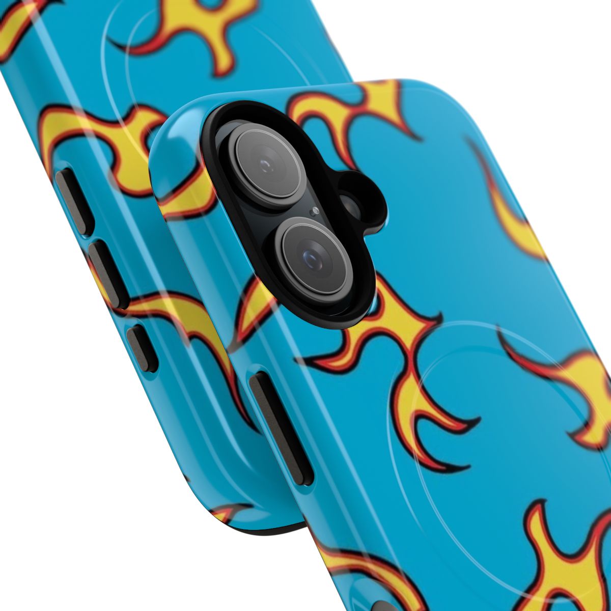 Blue and flame pattern phone case inspired by Tyler the Creator's Golf Wang brand - Detail