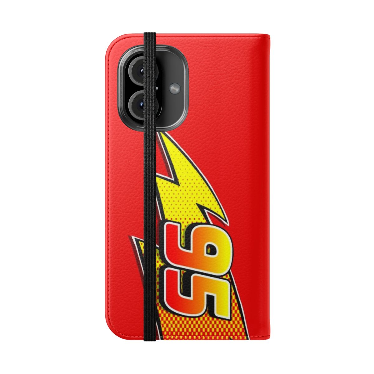 Sleek and protective phone case featuring the iconic Lightning McQueen character from the Cars movie. - Folded Front