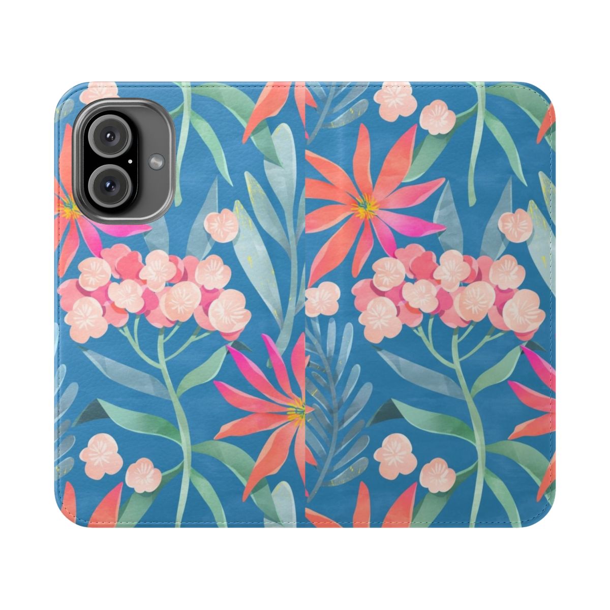 Elegant floral botanical hydrangea pattern on a phone case.