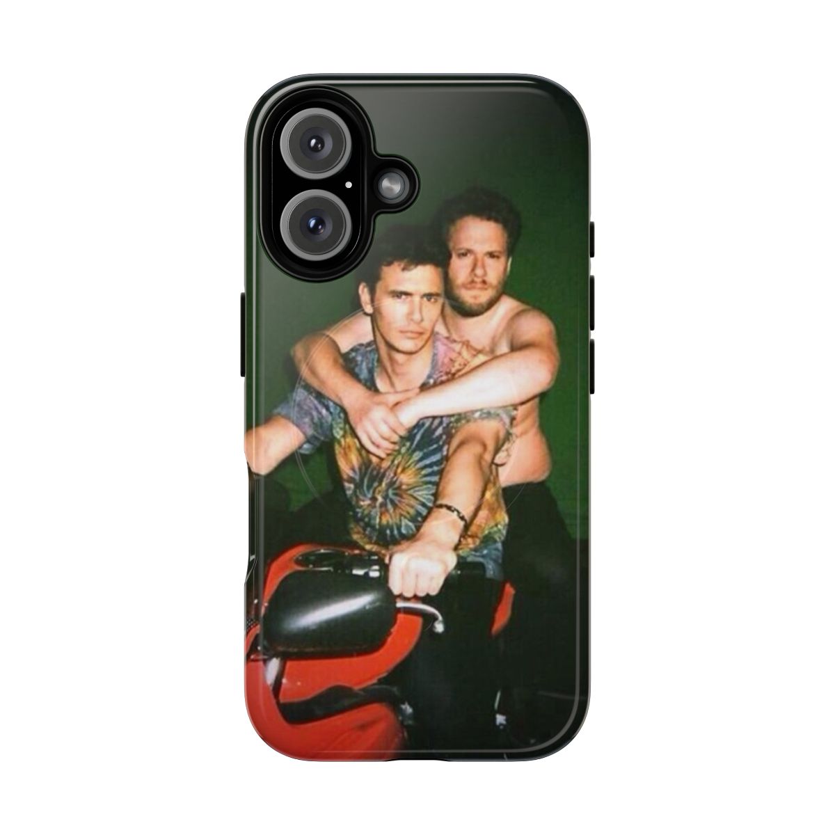 Artistic phone case design featuring Seth Rogen and James Franco