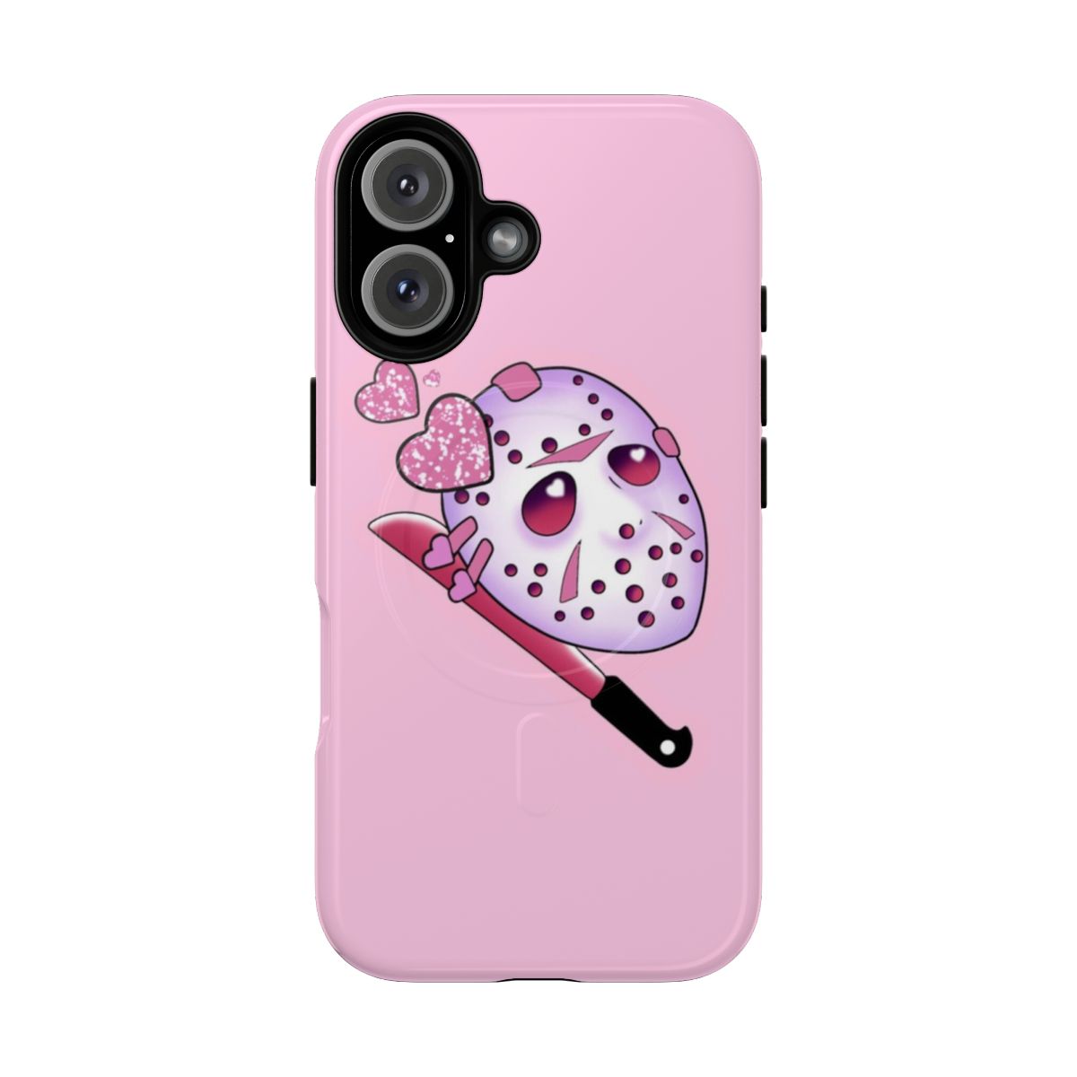 Cutie Jason Magnetic Tough Phone Case with Pink Hearts and Glitter