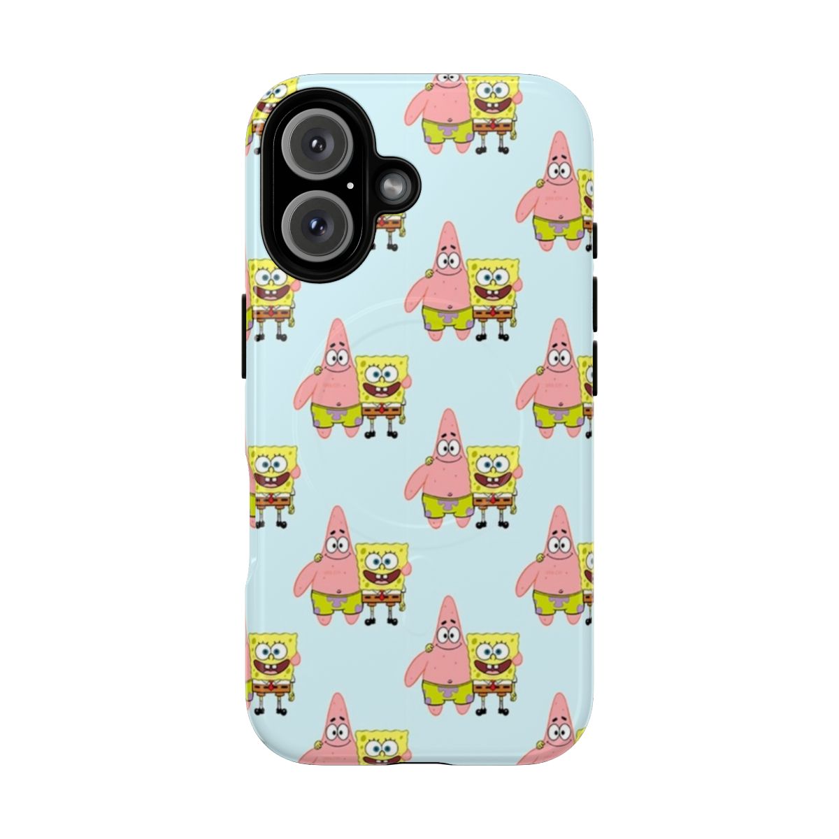 Spongebob and Patrick cartoon characters on a magnetic protective phone case