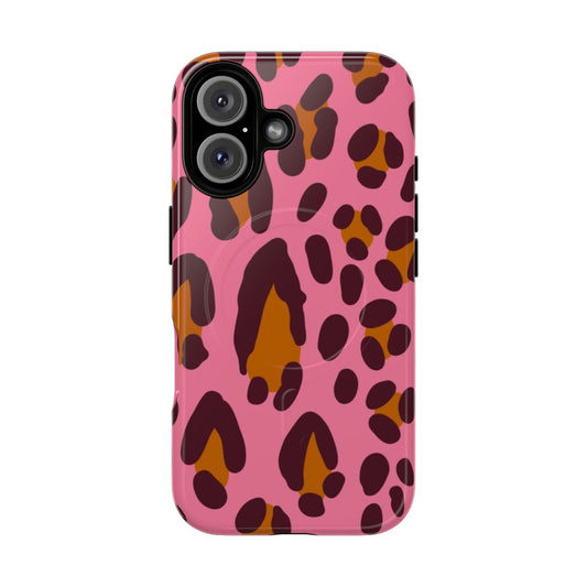 A sturdy, pink phone case with an eye-catching safari animal print design.