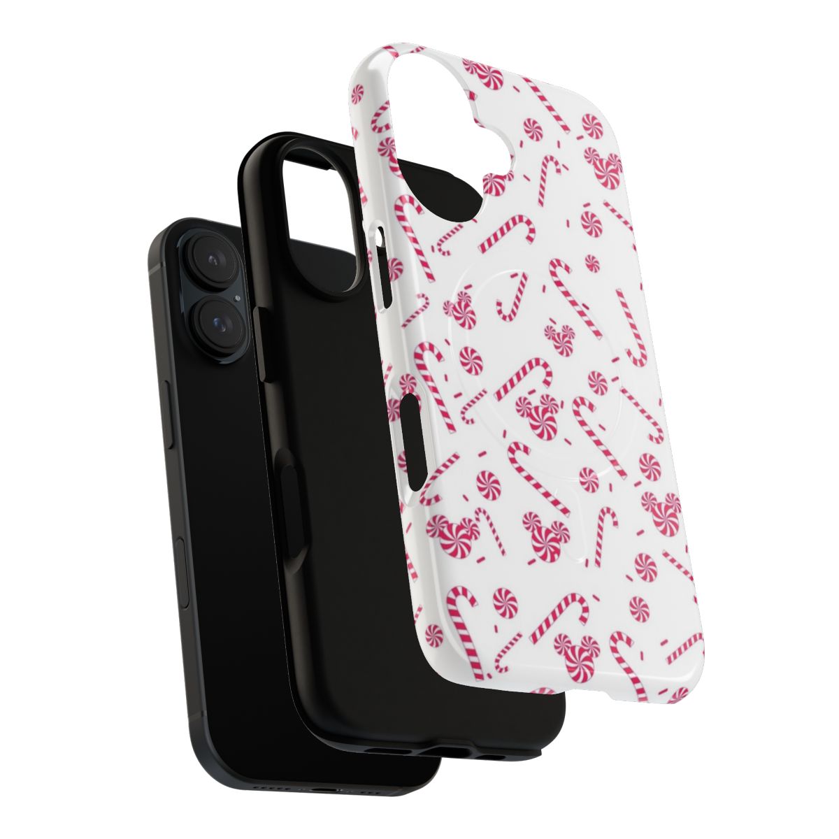 Candy cane-themed magnetic phone case with Disney Mickey ears design - Layers